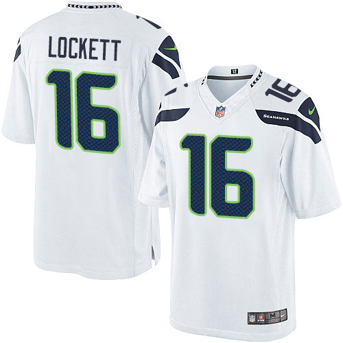 Men's Limited Tyler Lockett Nike Jersey White Road - #16 NFL Seattle Seahawks